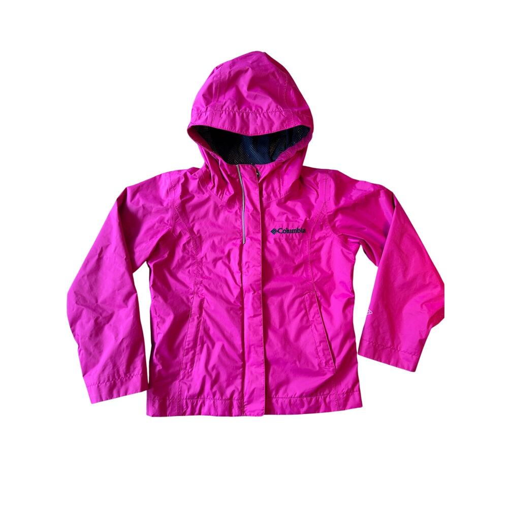 Columbia Omni-Tech Hooded Rain Jacket Girls XXS (4-5Y) Magenta Pink